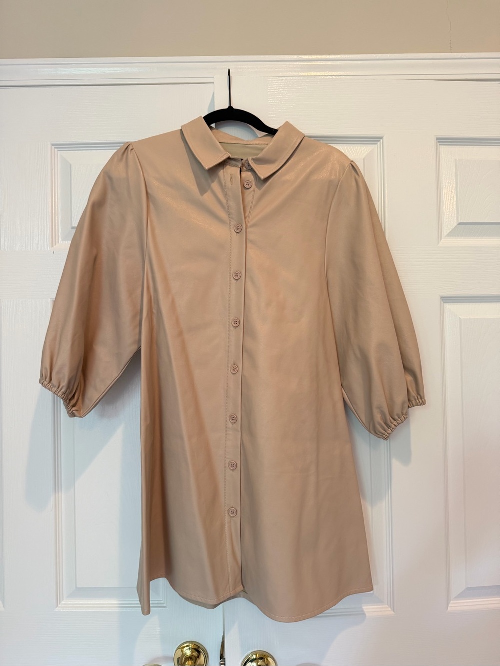 Dolce Cabo Classic Soft Vegan Leather Tunic Dress with Puff Sleeves